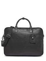 Leather Flandres Briefcase With 17" Laptop Sleeve Etrier Black flandres EFLA8261