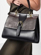 Leather Equilibre Top-handle Bag Etrier Black equilibre EEQU001L-vue-porte