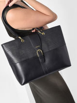 Leather Tote Bag Equilibre Etrier Black equilibre EEQU013M-vue-porte