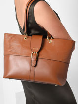 Leather Tote Bag Equilibre Etrier Brown equilibre EEQU013M-vue-porte