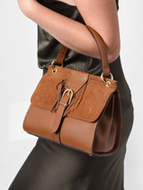 Medium Leather Crossbody Bag Nomade Etrier Brown nomade ENOM001M-vue-porte