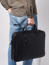 Leather Flandres Briefcase With 17" Laptop Sleeve Etrier Black flandres EFLA8261-vue-porte
