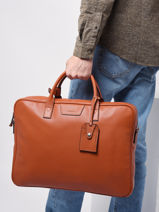Leather Flandres Briefcase With 17" Laptop Sleeve Etrier flandres EFLA8261-vue-porte