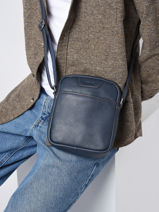 Medium Leather Foulonn� Crossbody Bag Etrier Blue foulonne EFOU729M-vue-porte