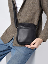 Medium Leather Foulonn� Crossbody Bag Etrier Black foulonne EFOU729M-vue-porte