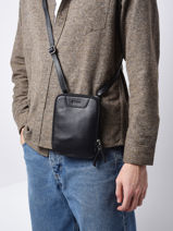 Small Leather Foulonn� Crossbody Bag Etrier Black foulonne EFOU728S-vue-porte