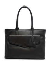 Leather Foulonn� Business Bag With 15" Laptop Sleeve Etrier Black flandres EFLA823B