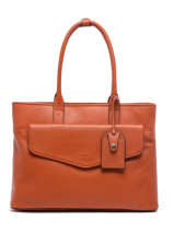 Leather Foulonn� Business Bag With 15" Laptop Sleeve Etrier Orange flandres EFLA823B
