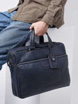 Leather Foulonn� Business (back)pack Etrier Blue foulonne EFOU8122-vue-porte