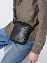 Small Leather Foulonn� Crossbody Bag Etrier Black foulonne EFOU729S-vue-porte