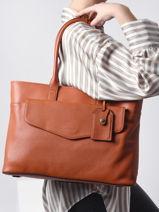 Leather Foulonn� Business Bag With 15" Laptop Sleeve Etrier flandres EFLA823B-vue-porte