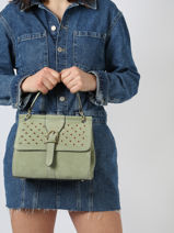 Satchel Ethnique Leather Etrier Green ethnique EETH001M-vue-porte