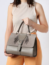 Leather Satchel Nomade Etrier Gray nomade ENOM001L-vue-porte