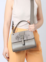 Medium Leather Crossbody Bag Nomade Etrier Gray nomade ENOM001M-vue-porte