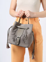 Leather Nomade Bucket Bag Etrier Gray nomade ENOM004M-vue-porte