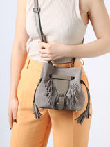 Leather Crossbody Bag Nomade Etrier Gray nomade ENOM004S-vue-porte