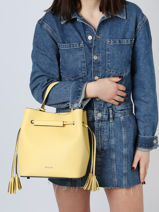 Leather Blazer Bucket Bag Etrier Yellow blazer EBLA004M-vue-porte