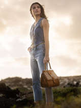 Large Leather Ethnique Top-handle Bag Etrier Brown ethnique EETH001L