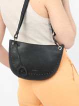 Medium Leather Shoulder Bag Tradition Etrier Black tradition EHER024M-vue-porte