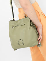 Leather Bucket Bag Tradition Etrier Green tradition EHER29-vue-porte
