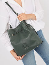 Leather Bucket Bag Tradition Etrier Green tradition EHER29-vue-porte