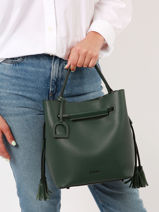 Leather Blazer Bucket Bag Etrier Green blazer EBLA004M-vue-porte