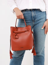 Leather Blazer Bucket Bag Etrier Orange blazer EBLA004M-vue-porte