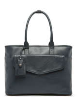 Leather Foulonn� Business Bag With 15" Laptop Sleeve Etrier Blue flandres EFLA823B