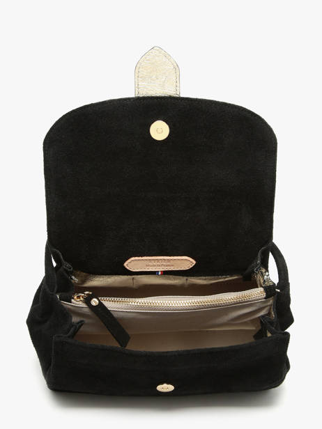 Sac Bandoulière M Agnes Cuir Velours Etrier Noir agnes EAGV205M vue secondaire 6