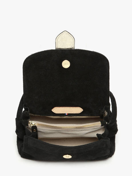 Sac Bandoulière S Agnes Cuir Velours Etrier Noir agnes EAGV205S vue secondaire 6
