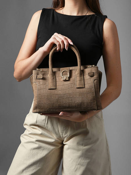 Sac Porté Main S Equestre Croco Cuir Etrier Marron equestre croco EEQC142S vue secondaire 1