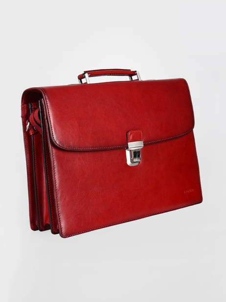 Leather Crosta Briefcase 3 Compartments Etrier Red crosta ECRO8013 other view 1