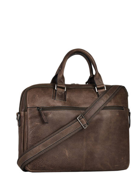 Leather Spider Briefcase 2 Compartments Etrier Brown spider ESPI8022 other view 4