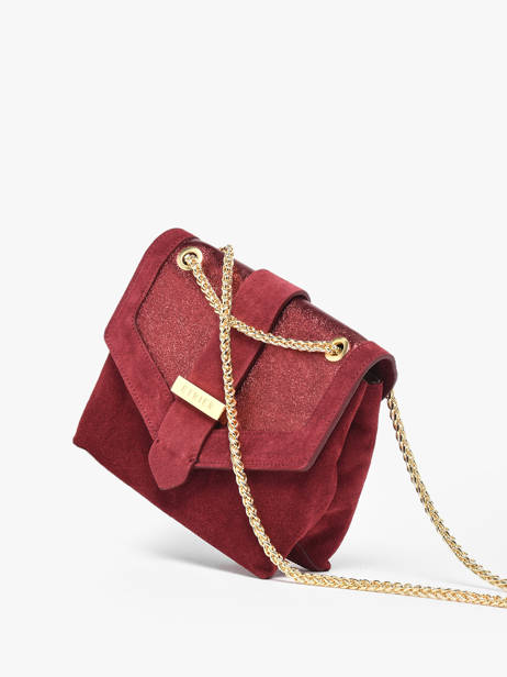 Cross Body Tas Jana Velvet Leather Etrier Red jana velvet EJVE002S other view 3