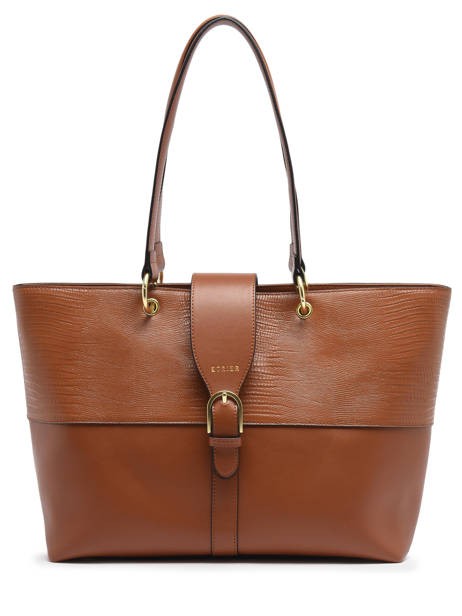 Leather Tote Bag Equilibre Etrier Brown equilibre EEQU013M other view 1