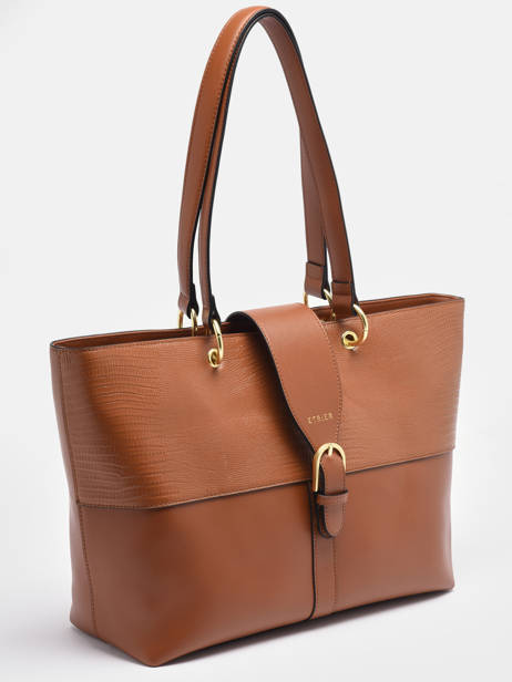 Leather Tote Bag Equilibre Etrier Brown equilibre EEQU013M other view 3